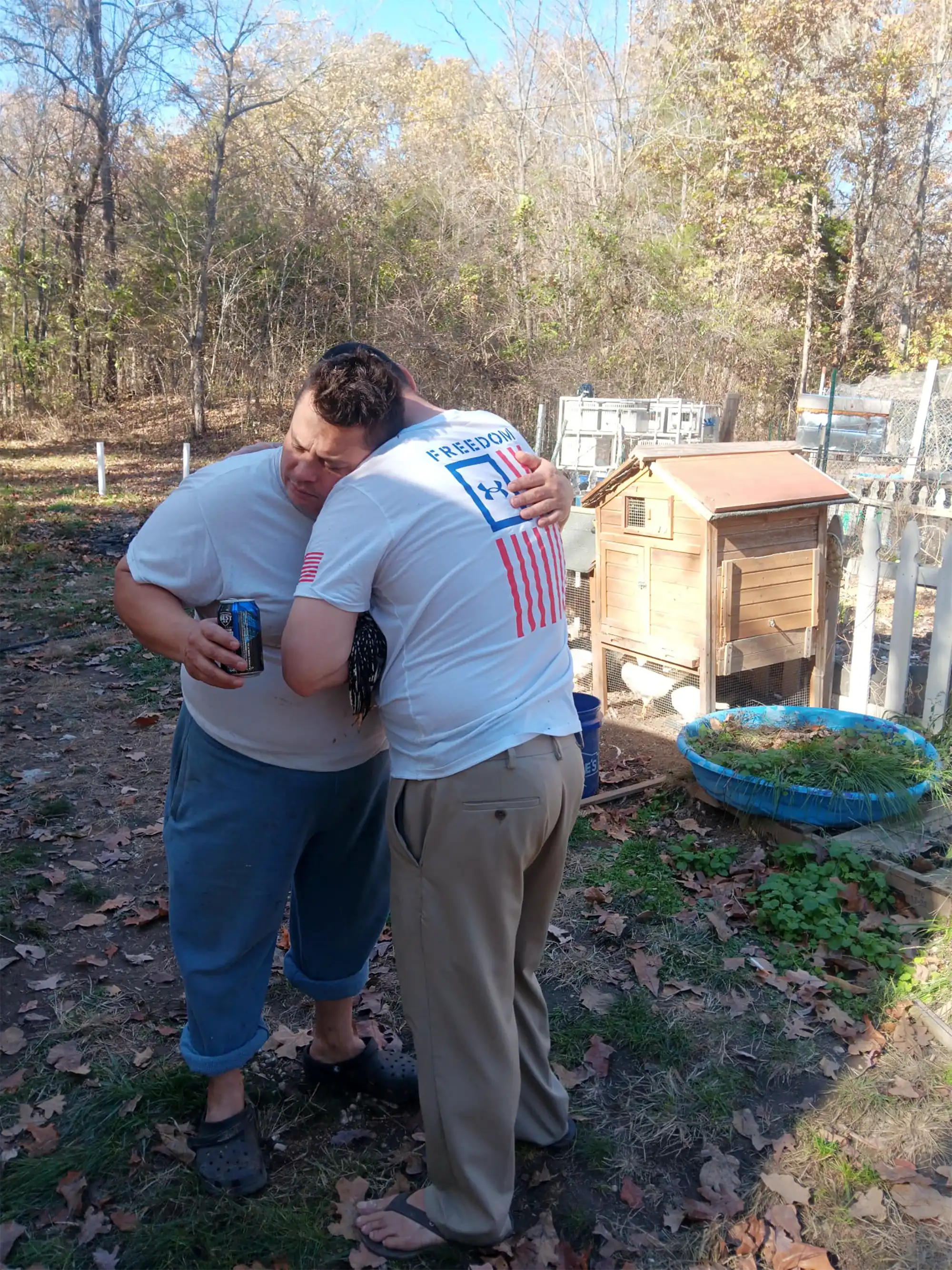 Real brother love, Veteran David Haave takes in the moment for returning home from a book tour, USA.